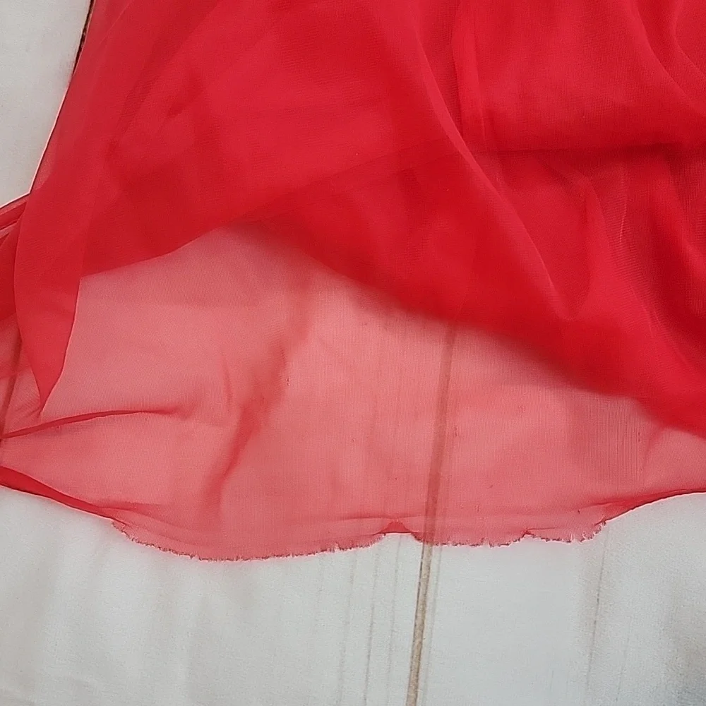 Vintage Texsheen Single Stitch Lovers Red Chamisole Nightgown Sleep Dress sz 32